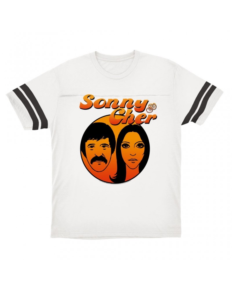 Sonny & Cher T-Shirt | Comedy Hour Illustration And Logo Ombre Football Shirt $11.40 Shirts