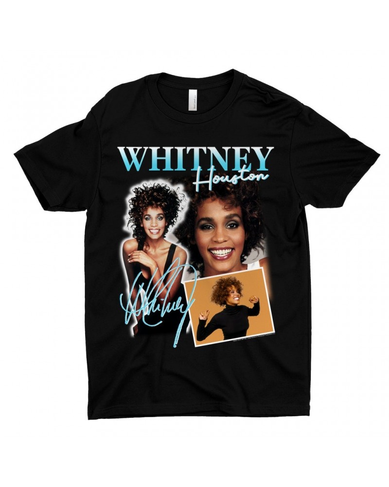 Whitney Houston T-Shirt | 1987 Turquoise Photo Collage Design Shirt $9.62 Shirts