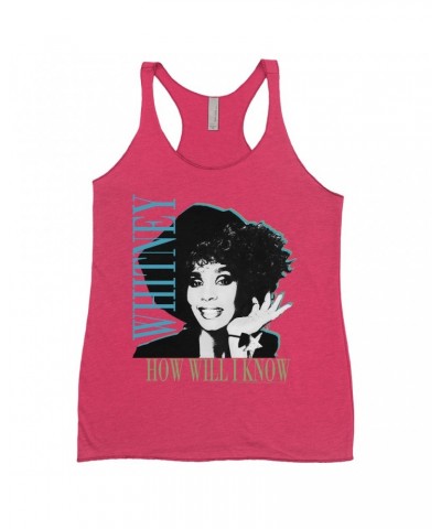 Whitney Houston Bold Colored Racerback Tank | How Will I Know Negative Design Shirt $11.27 Shirts