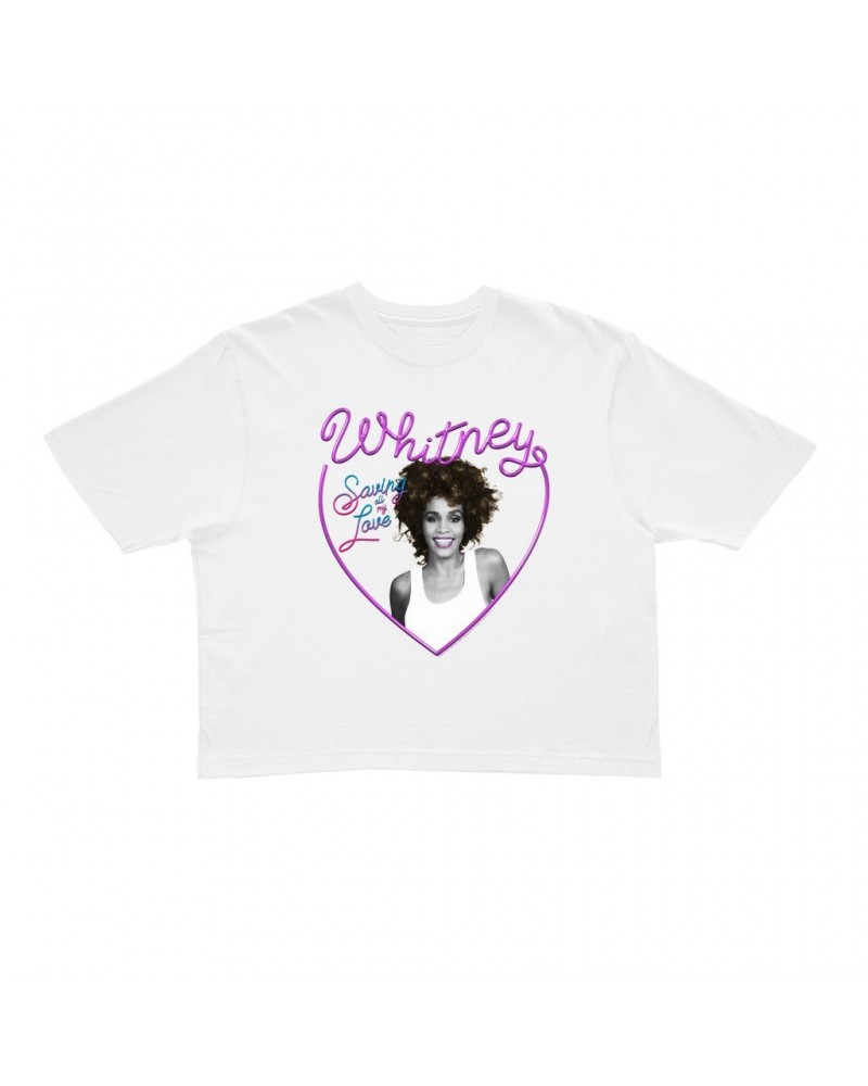 Whitney Houston Ladies' Crop Tee | Saving All My Love Heart Crop T-shirt $9.02 Shirts