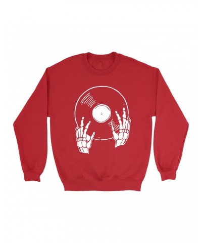 Music Life Sweatshirt | Skeletons Spin Vinyl Too Sweatshirt $6.04 Sweatshirts
