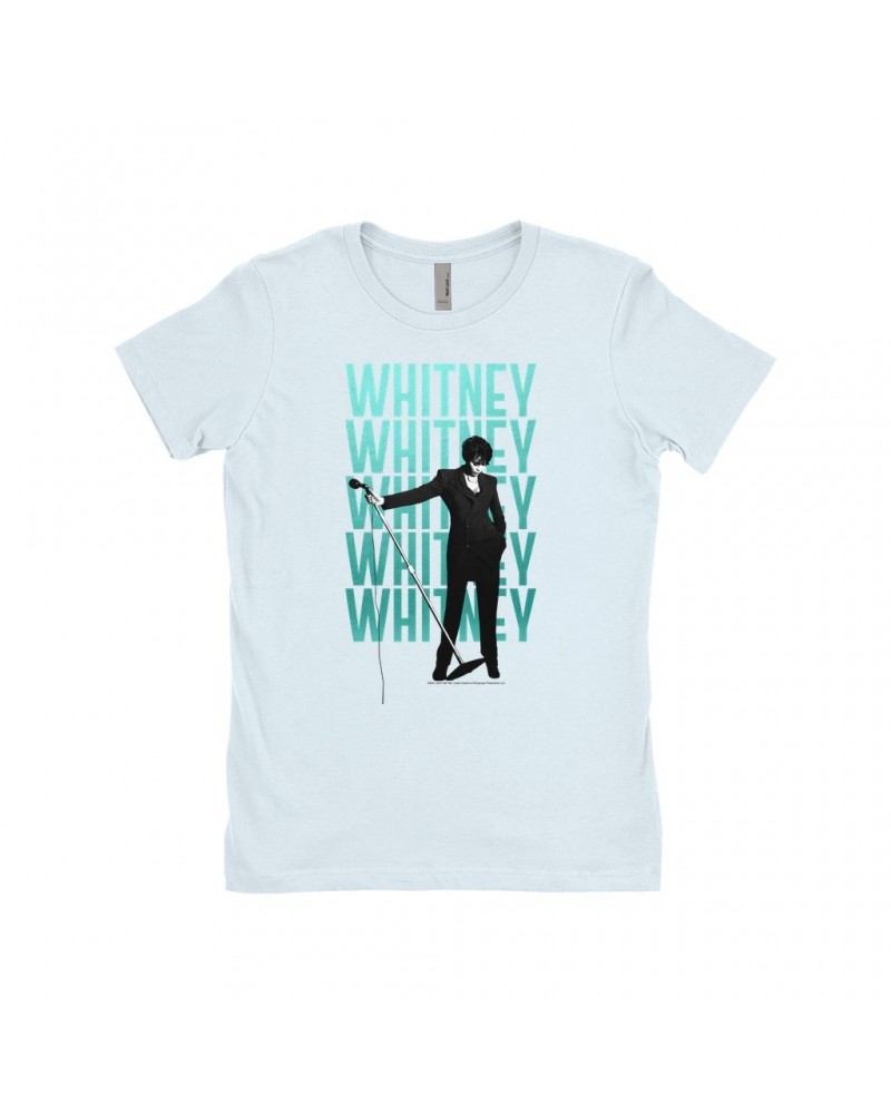 Whitney Houston Ladies' Boyfriend T-Shirt | Voice Music Truth Ombre Turquoise Image Shirt $7.59 Shirts