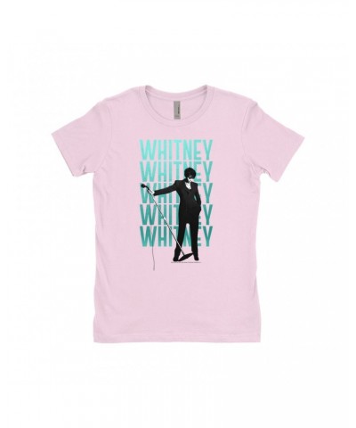 Whitney Houston Ladies' Boyfriend T-Shirt | Voice Music Truth Ombre Turquoise Image Shirt $7.59 Shirts