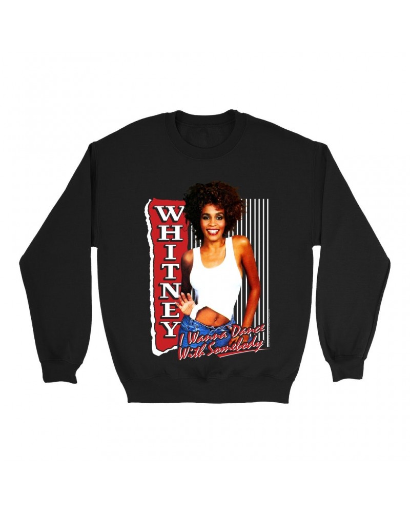 Whitney Houston Sweatshirt | I Wanna Dance With Somebody Red Design Sweatshirt $17.48 Sweatshirts