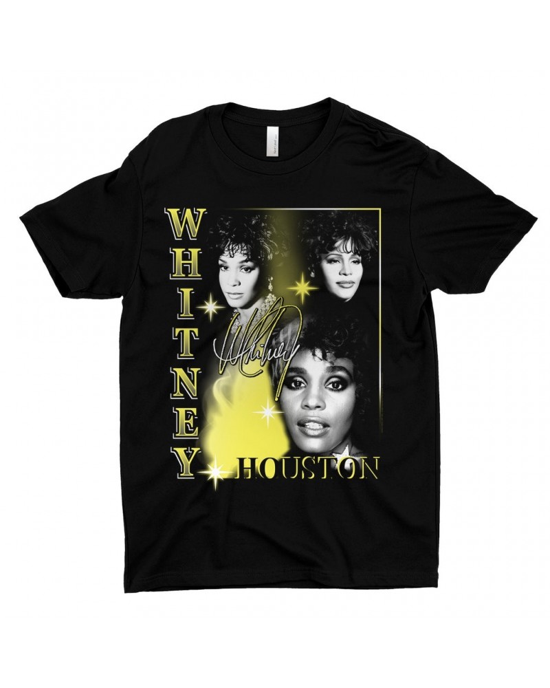 Whitney Houston T-Shirt | Yellow Classic Collage Shirt $10.44 Shirts