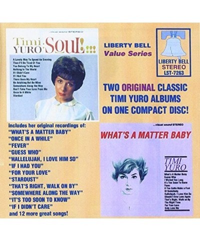 Timi Yuro SOUL / WHAT'S A MATTER BABY CD $16.93 CD