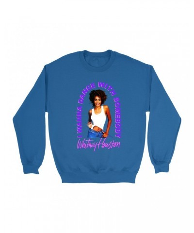 Whitney Houston Sweatshirt | I Wanna Dance With Somebody Neon Purple Image Sweatshirt $7.69 Sweatshirts