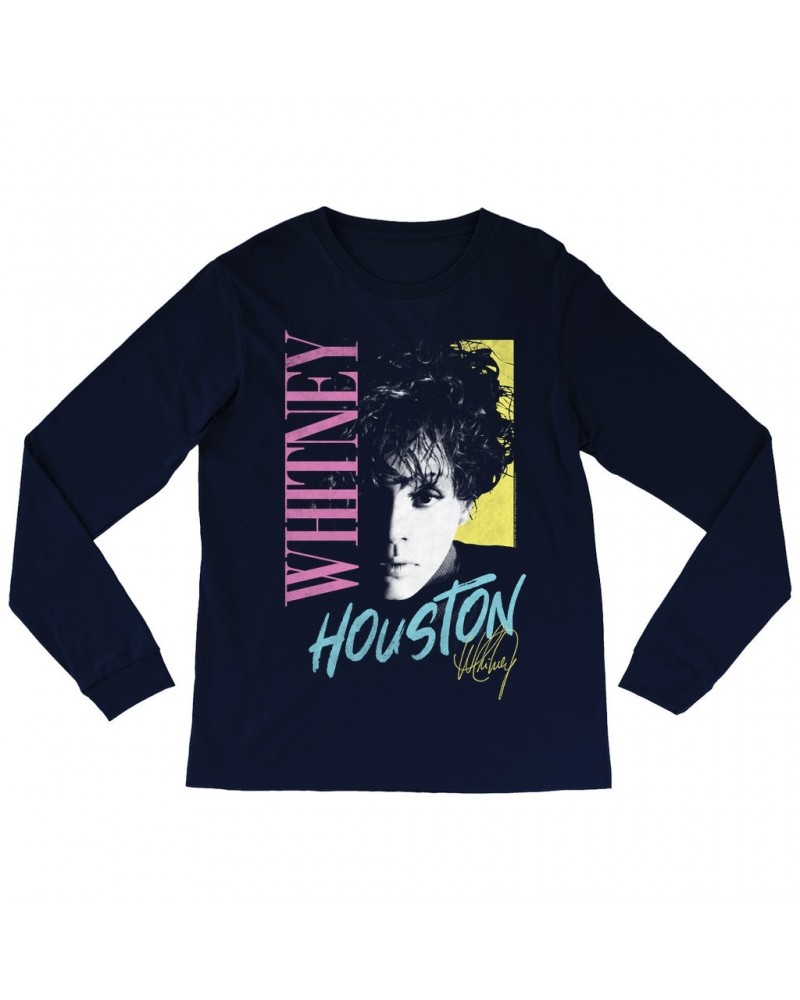 Whitney Houston Long Sleeve Shirt | Pastels Close Up Shirt $6.59 Shirts