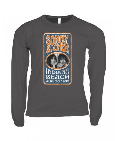 Sonny & Cher Long Sleeve Shirt | Indiana Beach Vertical Concert Banner Distressed Shirt $7.74 Shirts