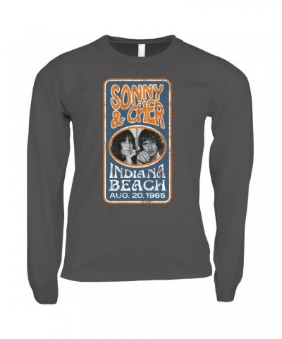 Sonny & Cher Long Sleeve Shirt | Indiana Beach Vertical Concert Banner Distressed Shirt $7.74 Shirts