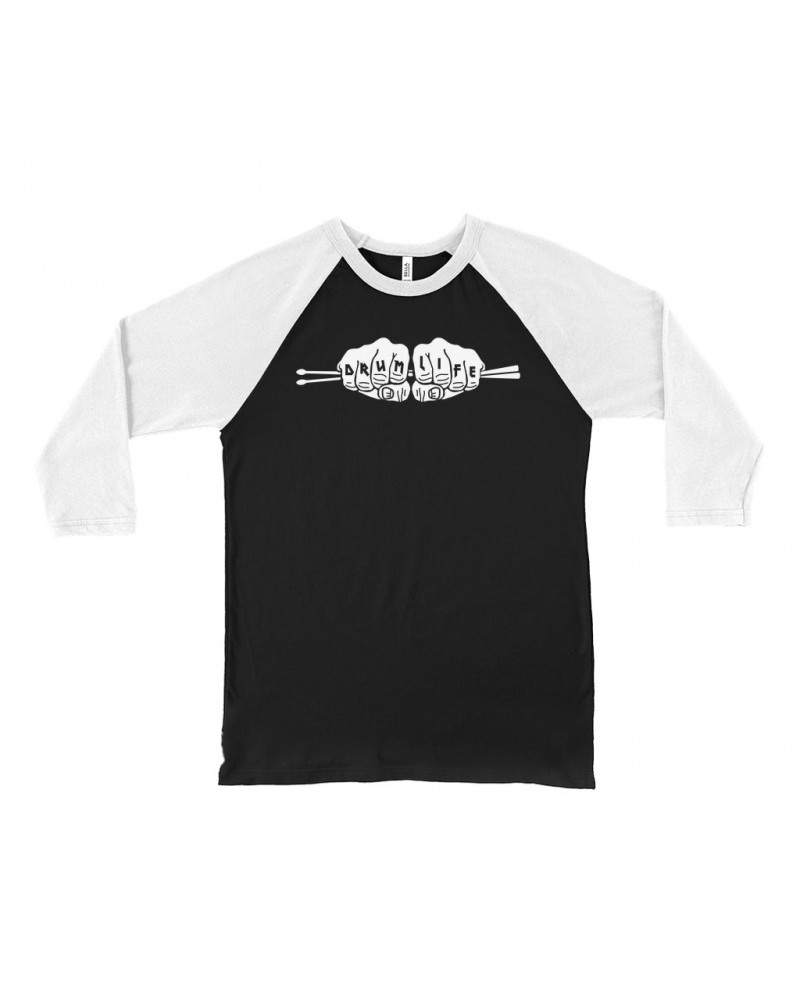 Music Life 3/4 Sleeve Baseball Tee | Drum Life Knucks Shirt $8.79 Shirts
