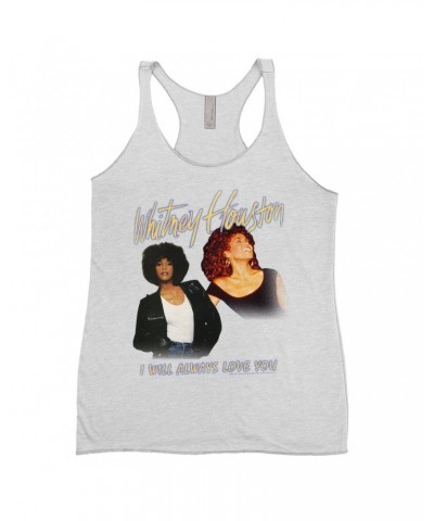 Whitney Houston Ladies' Tank Top | I Will Always Love You Yellow Photo Collage Image Shirt $8.33 Shirts