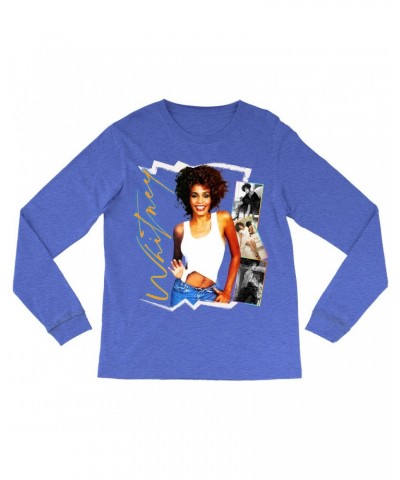 Whitney Houston Long Sleeve Shirt | Rainbow Ombre Electric Collage Shirt $4.35 Shirts