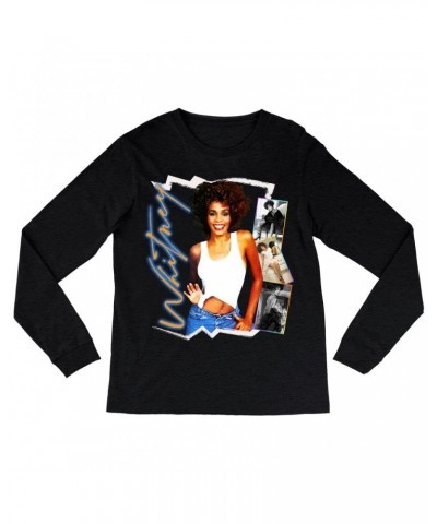 Whitney Houston Long Sleeve Shirt | Rainbow Ombre Electric Collage Shirt $4.35 Shirts